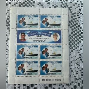 St. Vincent Royal Wedding Stamps Sheet